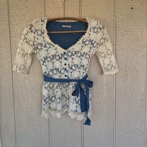 Anthropologie Lace wrap blouse